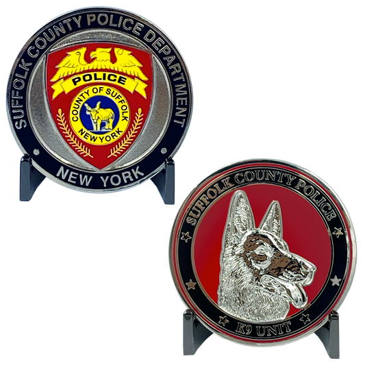 EL8-012 Canine K9 Officer SCPD LI Suffolk County Police Department Long island Dept. Challenge Coin thin blue line