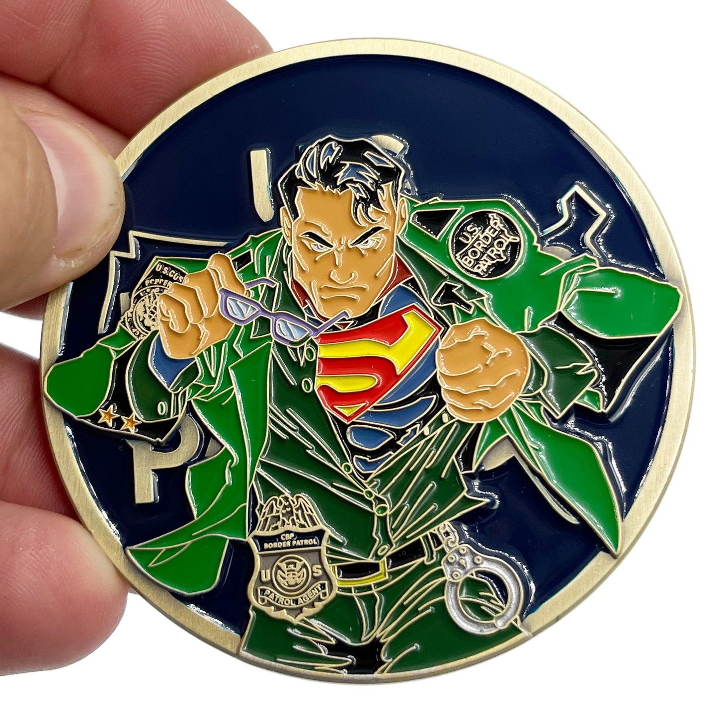 BL6-010 CBP Officer and Border Patrol Agent of Steel inspired by Super Man CBPO BPA Police Federal Agent Challenge Coin