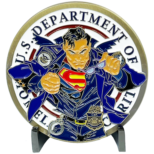 BL6-010 CBP Officer and Border Patrol Agent of Steel inspired by Super Man CBPO BPA Police Federal Agent Challenge Coin