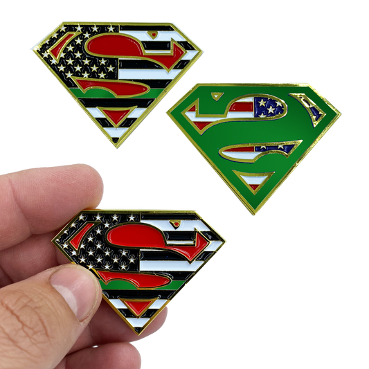 MM-007 Thin Green Line Police Challenge Coin Sheriff Deputy Border Patrol Agent Army Marines BPA Honor First
