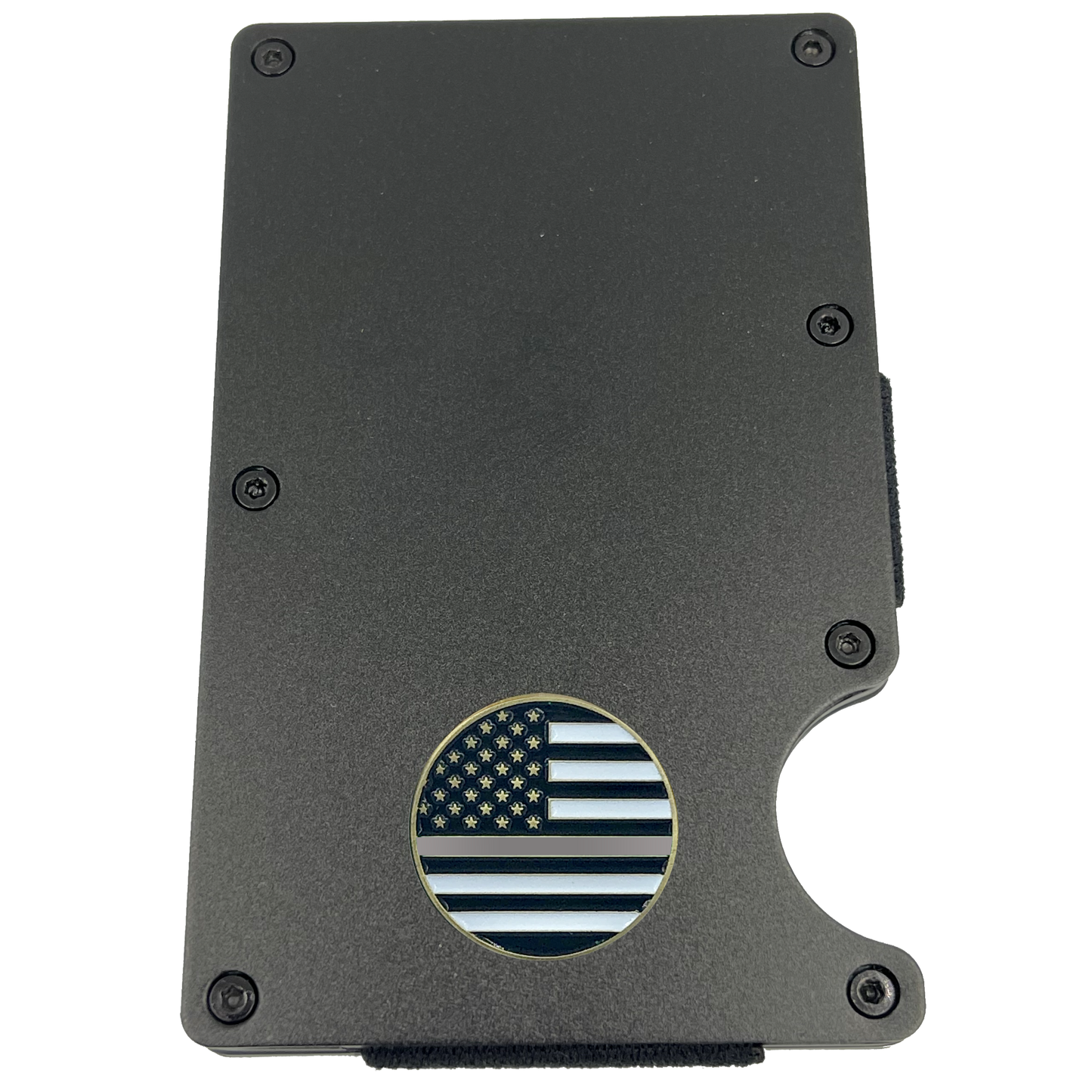 EL3-009 Thin Gray Line Correctional Officer Money Clip RFID Blocking Front Pocket Wallet Premium Minimalist Wallets for Men Minimalist Slim Credit Card Holder Business Card Holder Mens Aluminum Metal Wallet CO Corrections