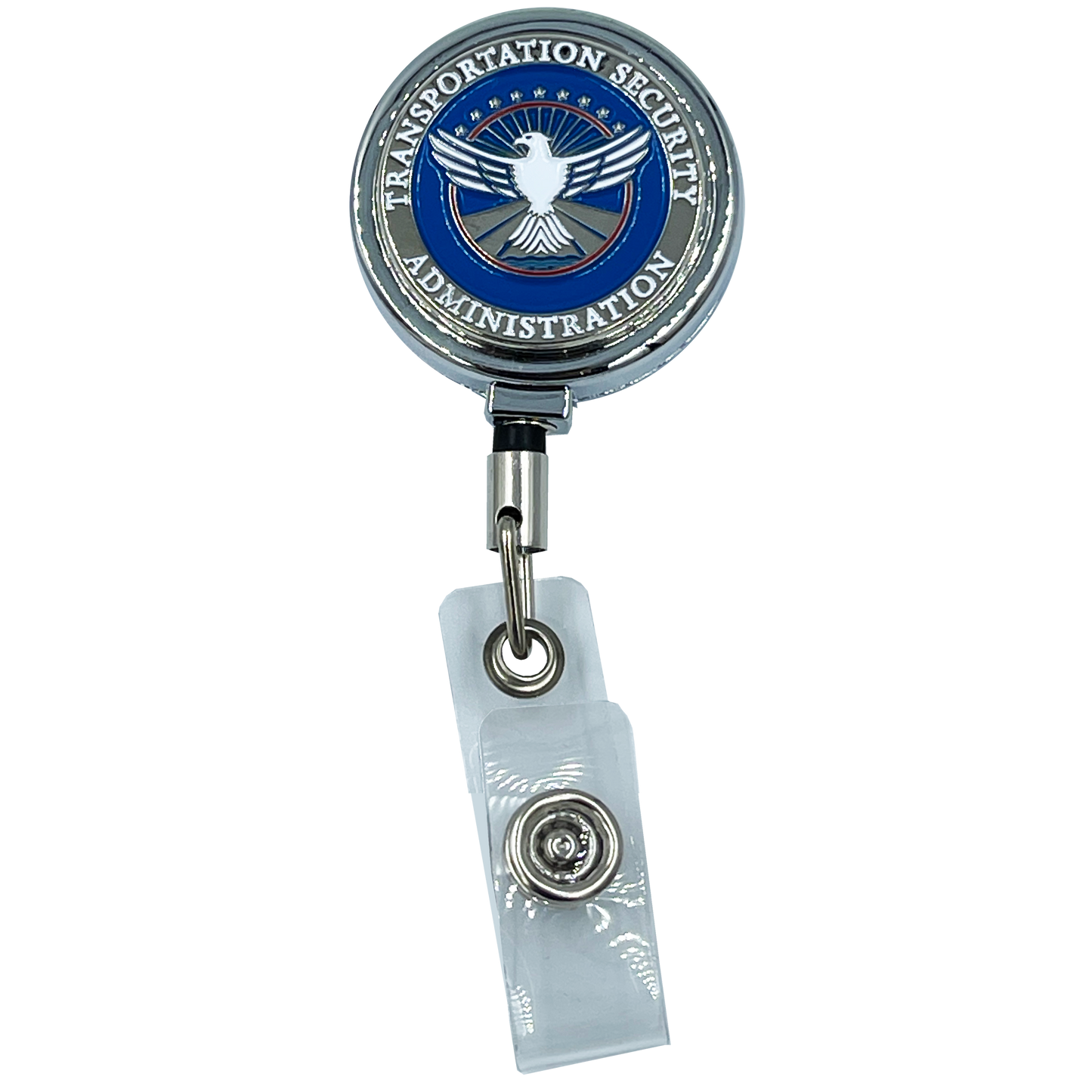 BL10-019 TSA Officer Metal ID Reel retractable ID Card Holder Transportation Security Administration Airport Screener