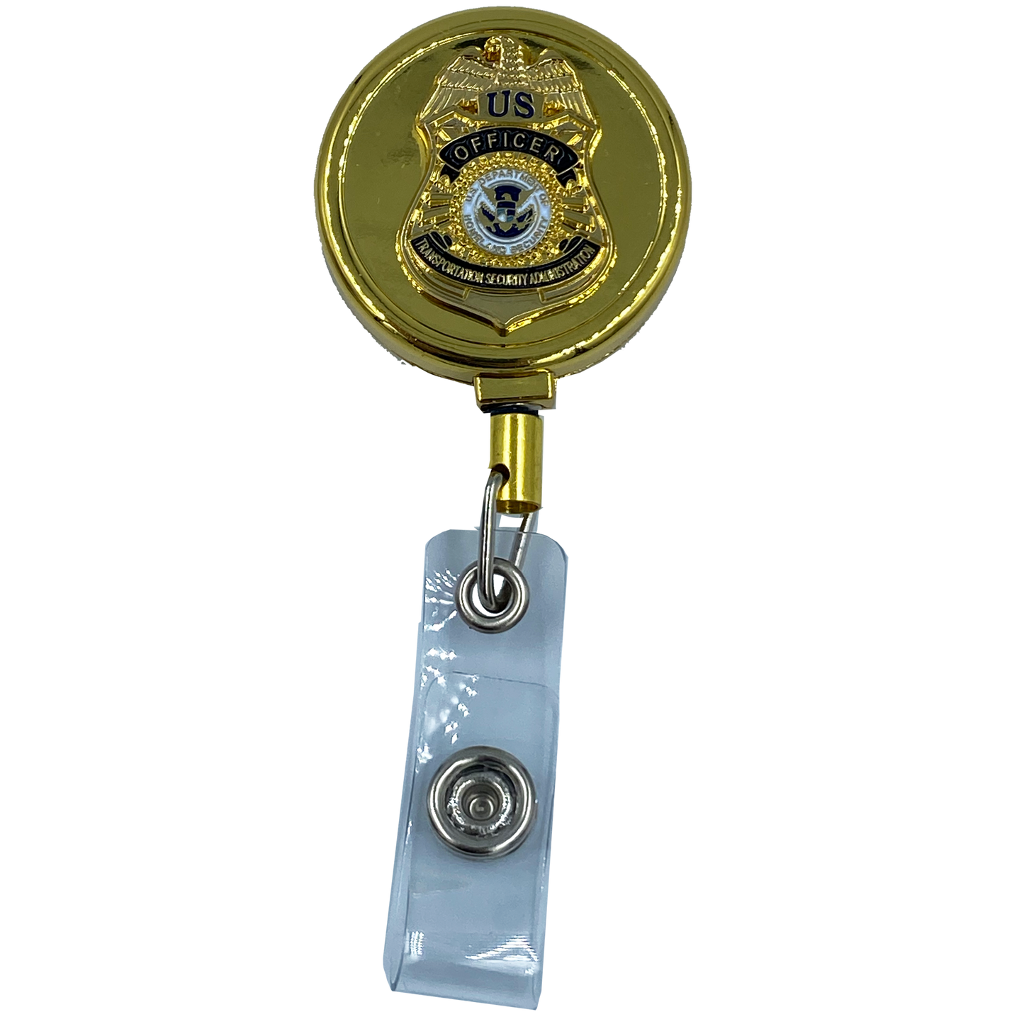 DL10-11 TSA Officer Metal ID Reel retractable Card Holder Transportation Security Administration Agent Screener