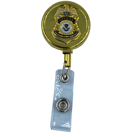 DL10-11 TSA Officer Metal ID Reel retractable Card Holder Transportation Security Administration Agent Screener
