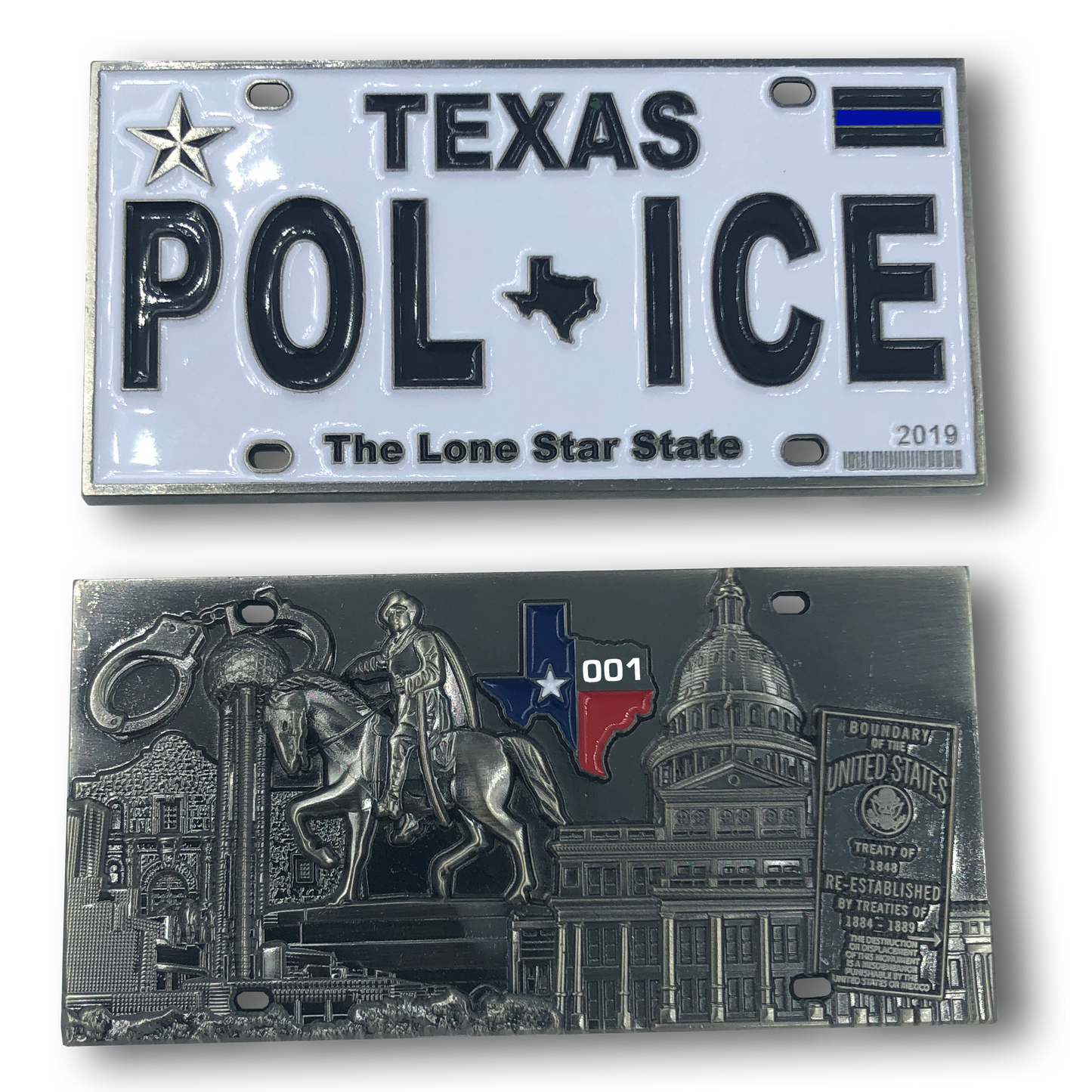 H-004 Texas Police License Plate Challenge Coin Border Patrol, Sheriff, CBP, Law Enforcement