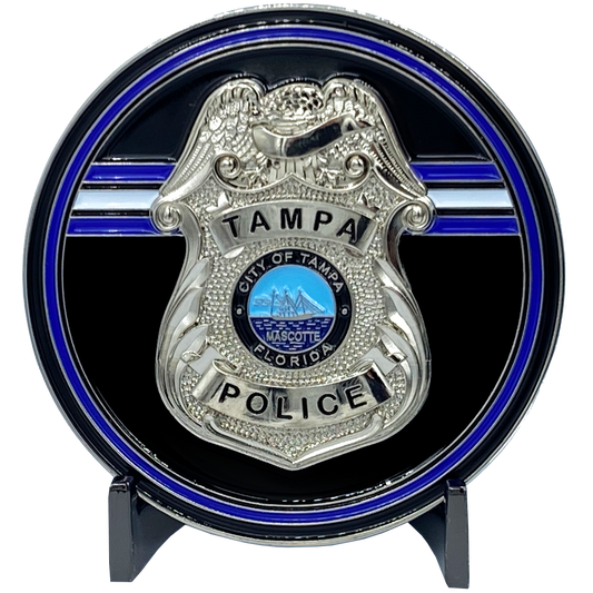 EL2-016 Tampa Florida Police Office Challenge Coin Tampa Bay Thin Blue Line Back the Blue TPD Tampa Police Department