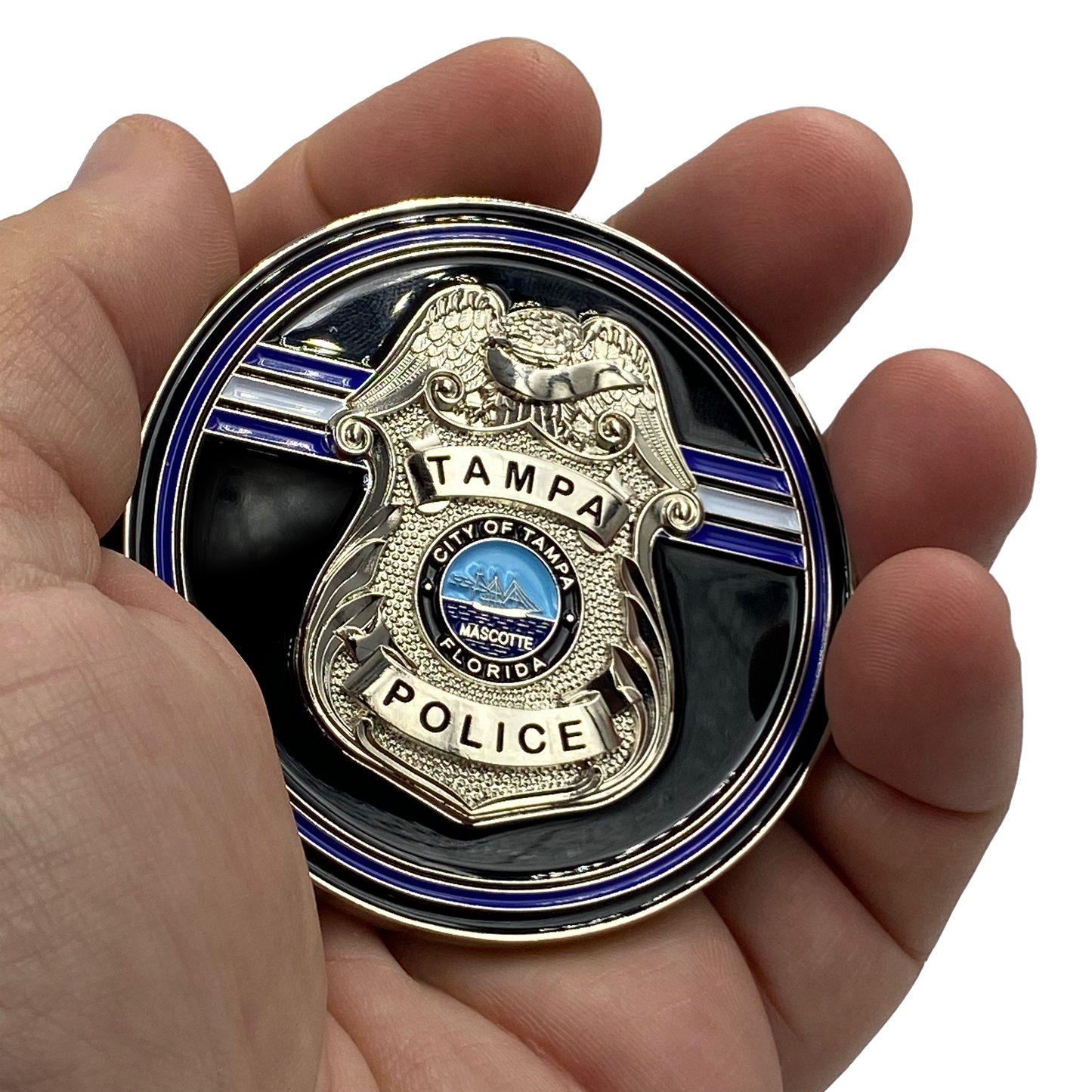 EL2-016 Tampa Florida Police Office Challenge Coin Tampa Bay Thin Blue Line Back the Blue TPD Tampa Police Department