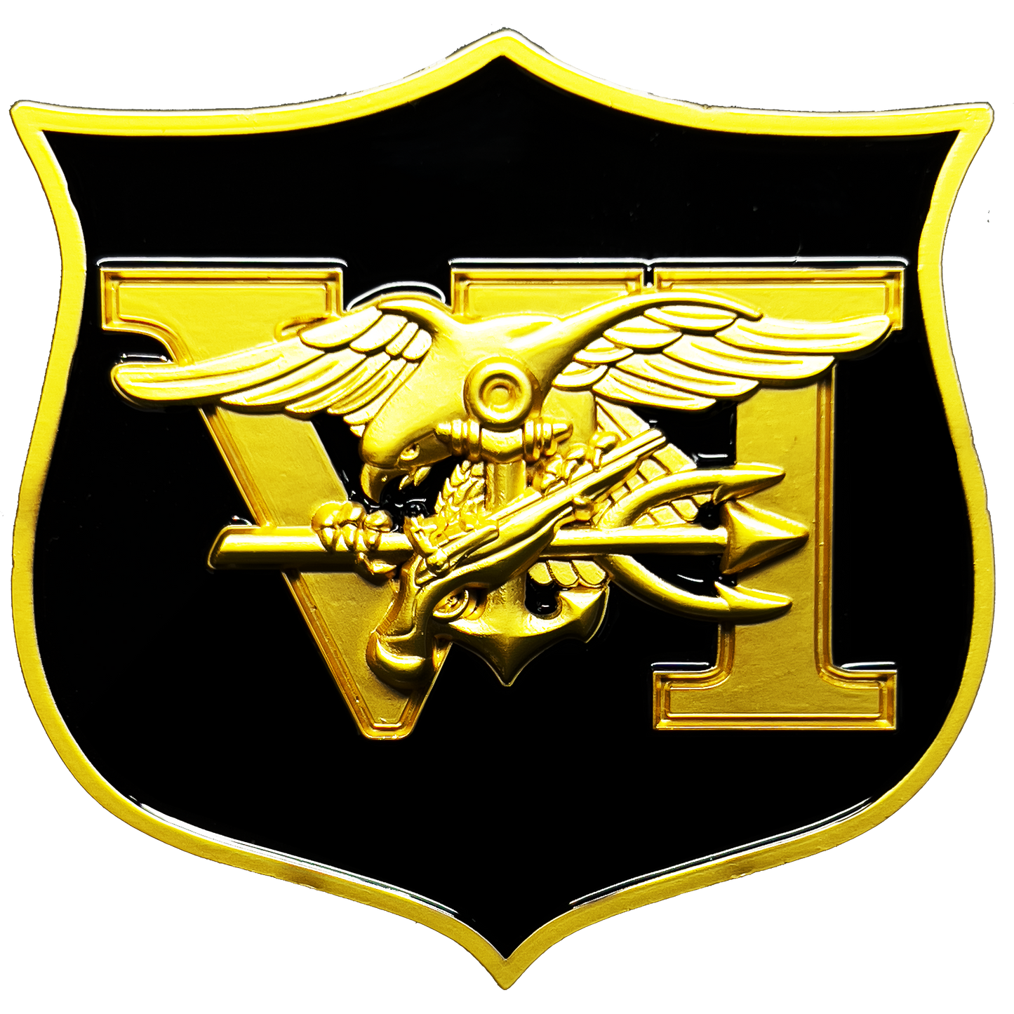 GL11-008 Navy Seal Team 6 Naval Special Warfare Lion Trident Shield Challenge Coin Seal Team Six