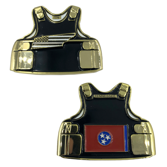 BL9-001 Tennessee CO Correctional Officer Corrections Jail Prison Guard Thin Gray Line Police Body Armor State Flag Challenge Coins