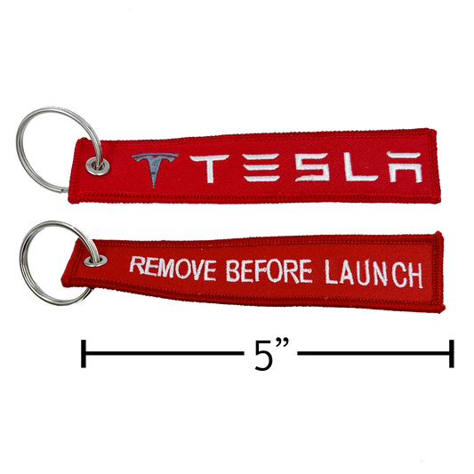 EL6-020 Tesla REMOVE BEFORE LAUNCH Keychain or Luggage Tag or red zipper pull SpaceX