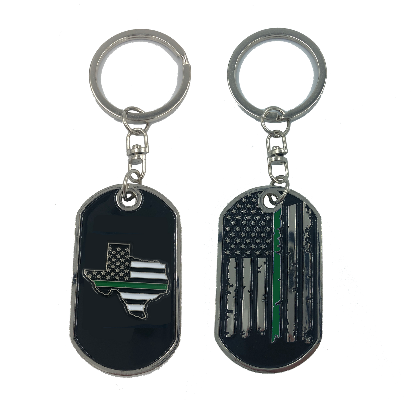 discontinued HH-011 Texas Thin Green Line Challenge Coin Dog Tag Keychain Police CBP Sheriff Border Patrol Army Marines