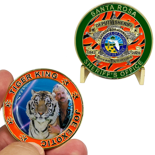 discontinue BL5-014 Santa Rosa Florida Sheriff's Office Challenge Coin Bob Johnson Tiger King Joe Exotic Carole Baskin Task Force parody Deputy Sheriff