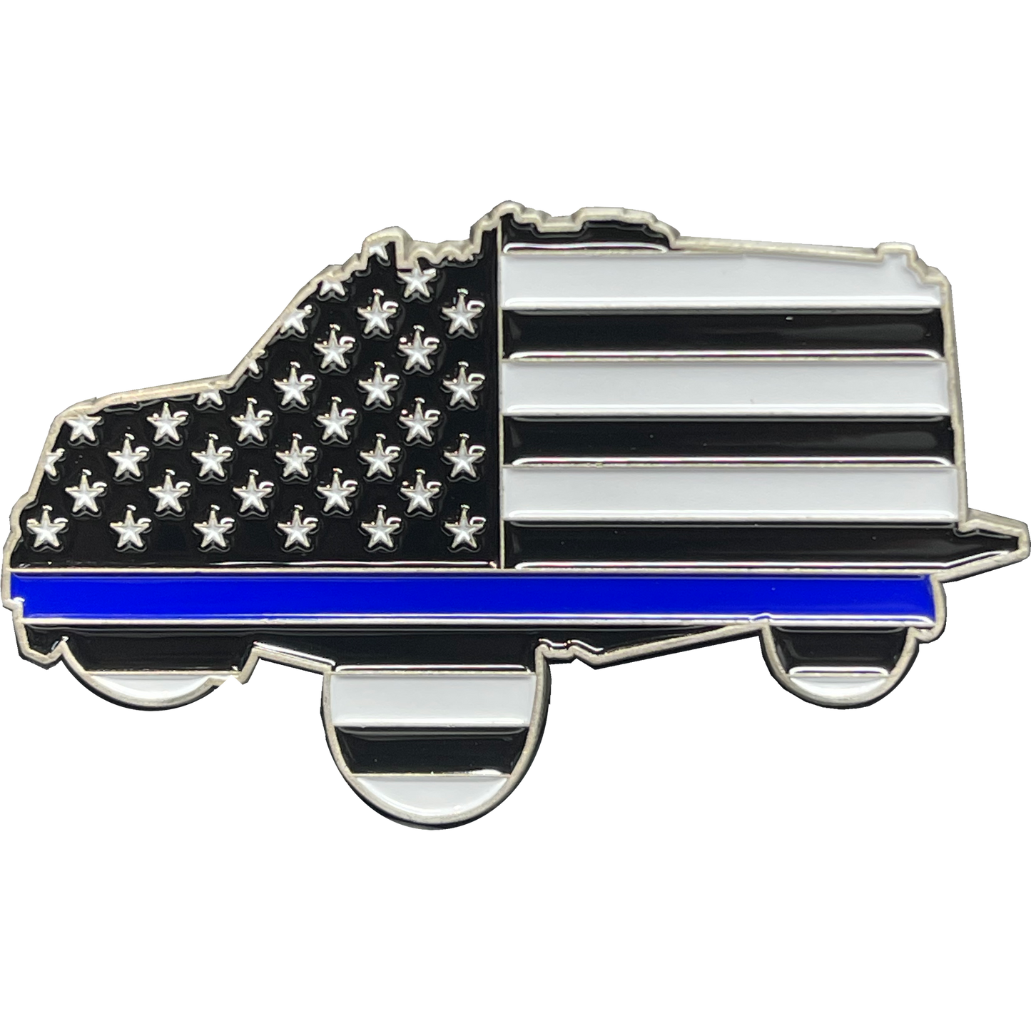 BL13-011 Police Sheriff Deputy CBP HSI FBI SWAT SRT APC Truck Vehicle Thin Blue Line Challenge Coin