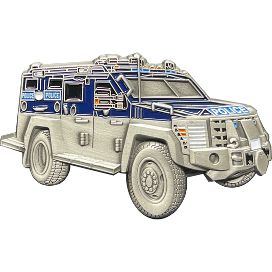 BL13-011 Police Sheriff Deputy CBP HSI FBI SWAT SRT APC Truck Vehicle Thin Blue Line Challenge Coin