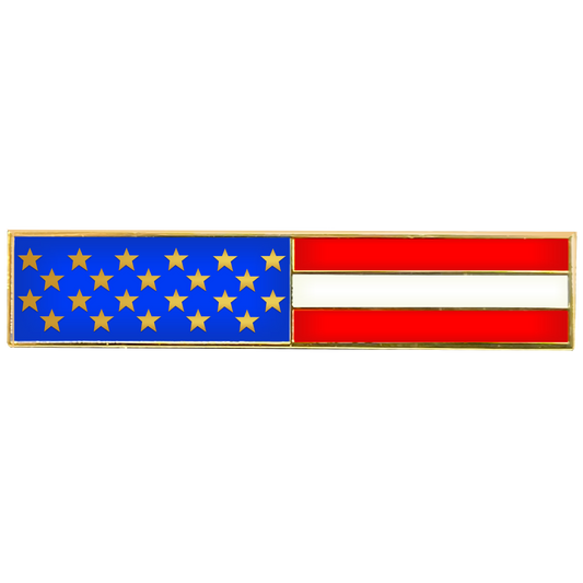 EL6-021 Gold US Flag Metal and Cloisonné Citation Commendation Bar Pin Police CBP Border Patrol LAPD NYPD Chicago Boston Baltimore