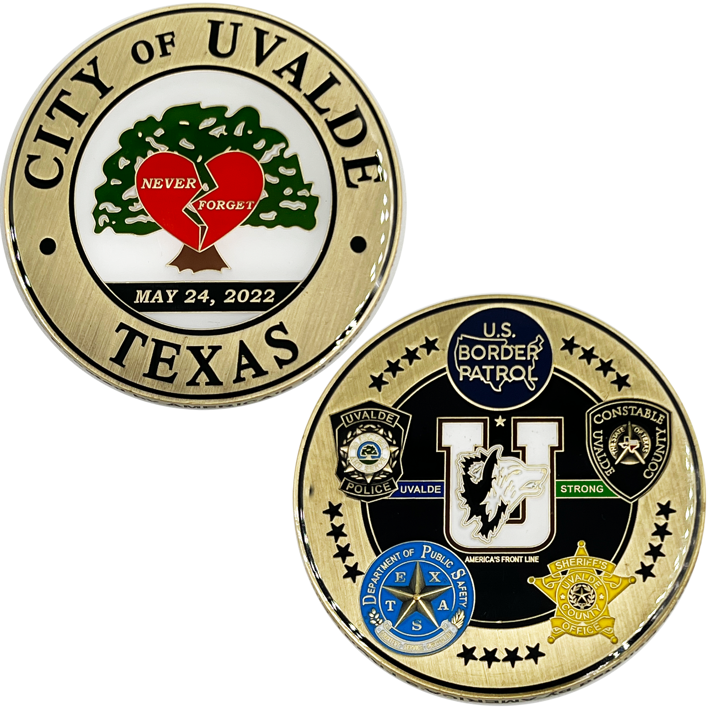 BL1-06 Uvalde Texas Challenge Coin Police Constable Border Patrol Department of Public Safety Sheriff