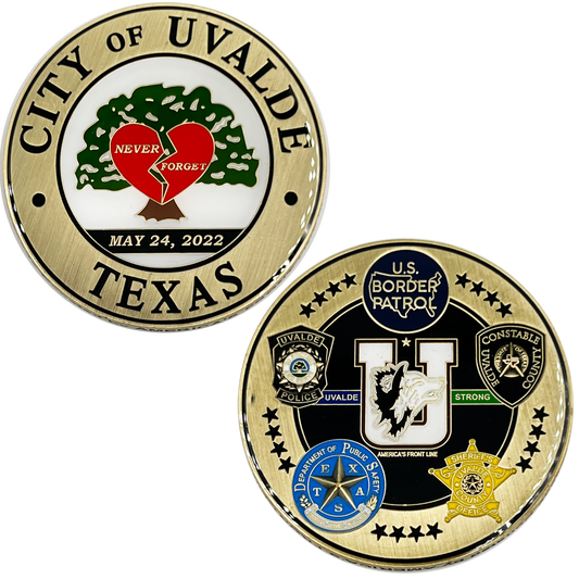 BL1-06 Uvalde Texas Challenge Coin Police Constable Border Patrol Department of Public Safety Sheriff