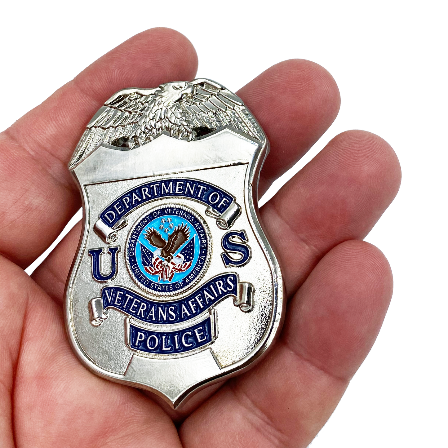 JJ-007 VA Veterans Affairs Challenge Coin Police Thin Blue Line Flag