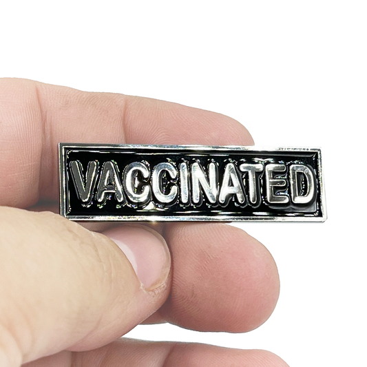 EL2-006 VACCINATED Commendation Bar Pin Pandemic Operation Warp Speed Police First Responder Nurse Doctor EMT Fire Fighter Military