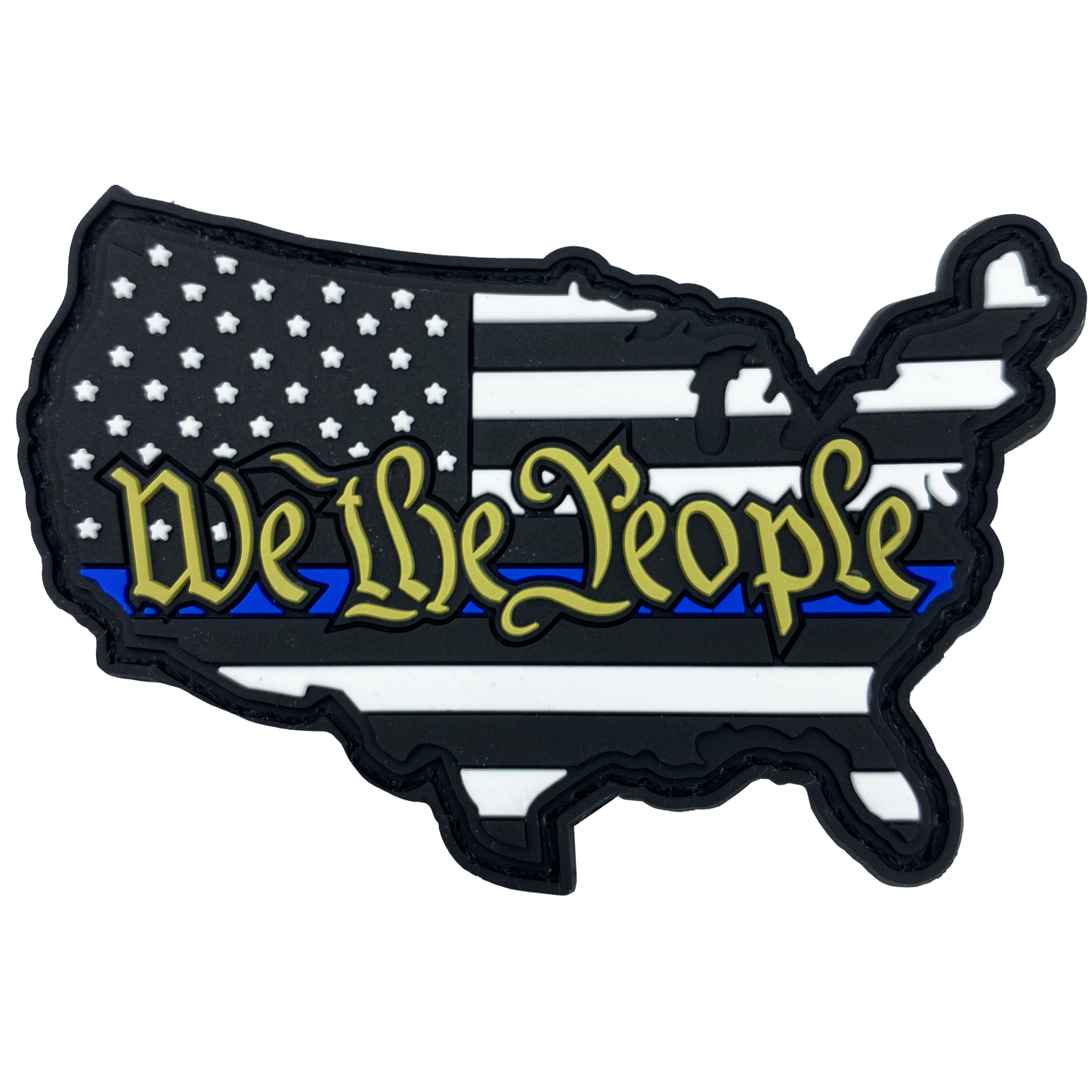 CL4-09 We The People Thin Blue Line PVC Patch hook and loop back 2nd Amendment Police