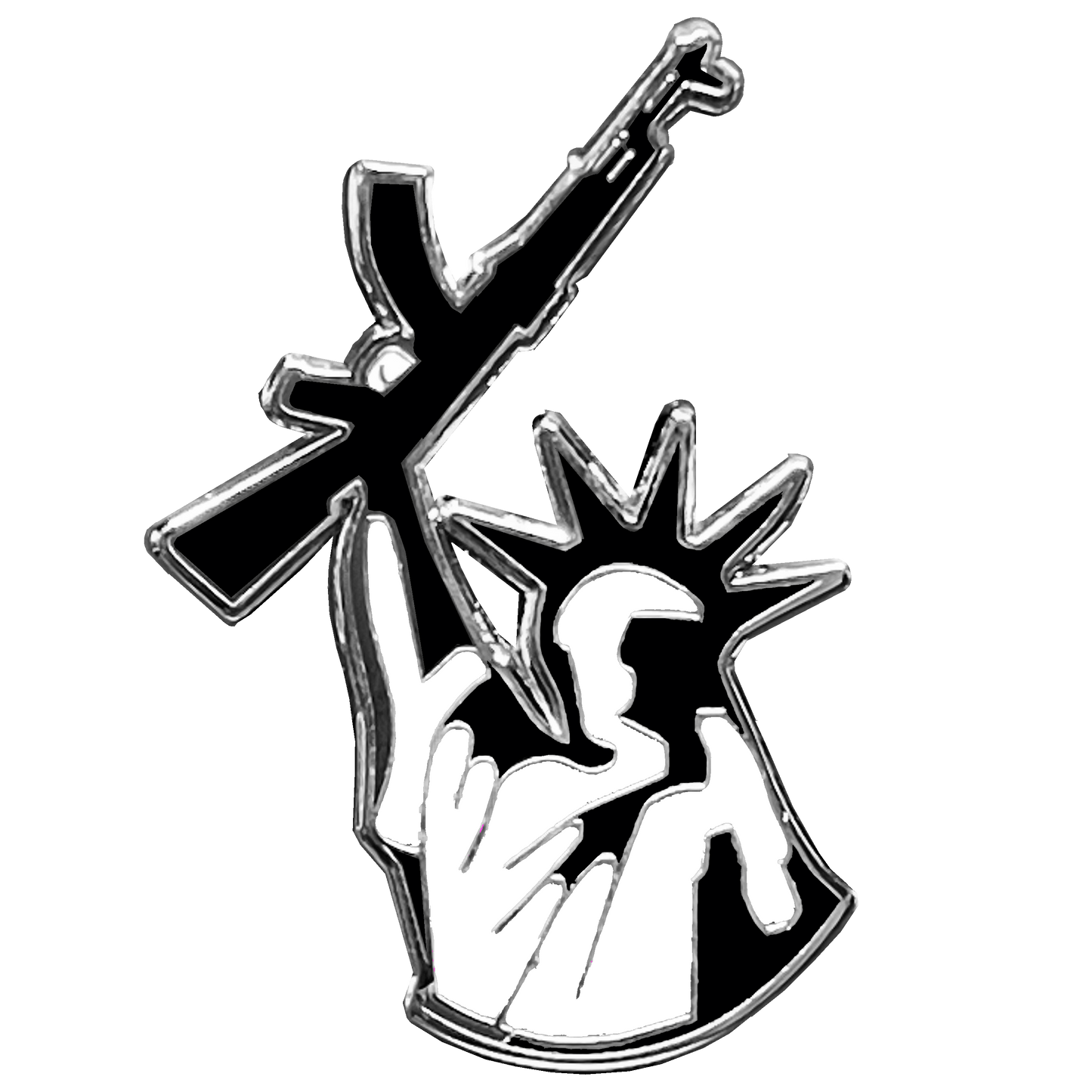 White Cloisonné Statue of Liberty M4 Pin with dual pin posts America 2nd Amendment