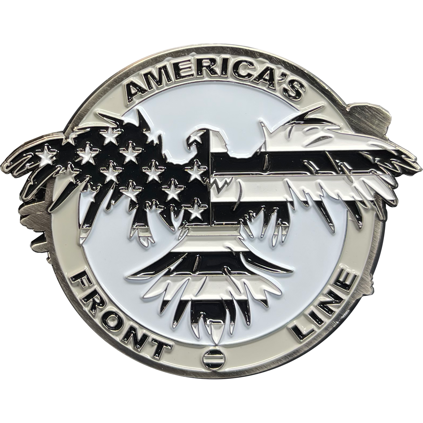 BL5-005 Thin Gray Line Flag and Eagle Police Challenge Coin Correctional Officer CO Corrections
