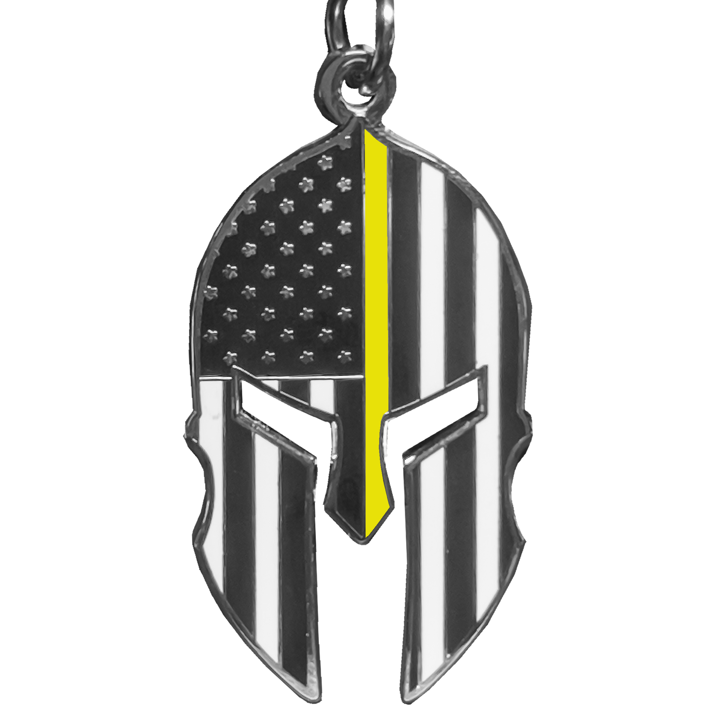 GHKB-1E Gladiator Police Dispatcher Thin Yellow Line Flag Spartan Helmet Trucker Keychain 911 Emergency