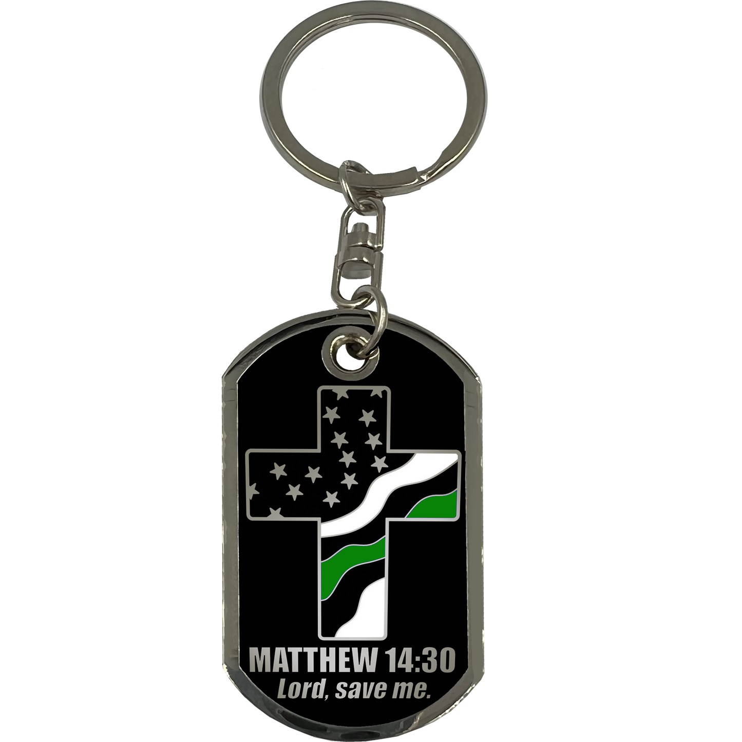 GL5-006 Border Patrol Agent or Sheriff Deputy Prayer Saint Michael Protect Us Matthew 14:30 Challenge Coin Dog Tag Keychain Thin Green Line