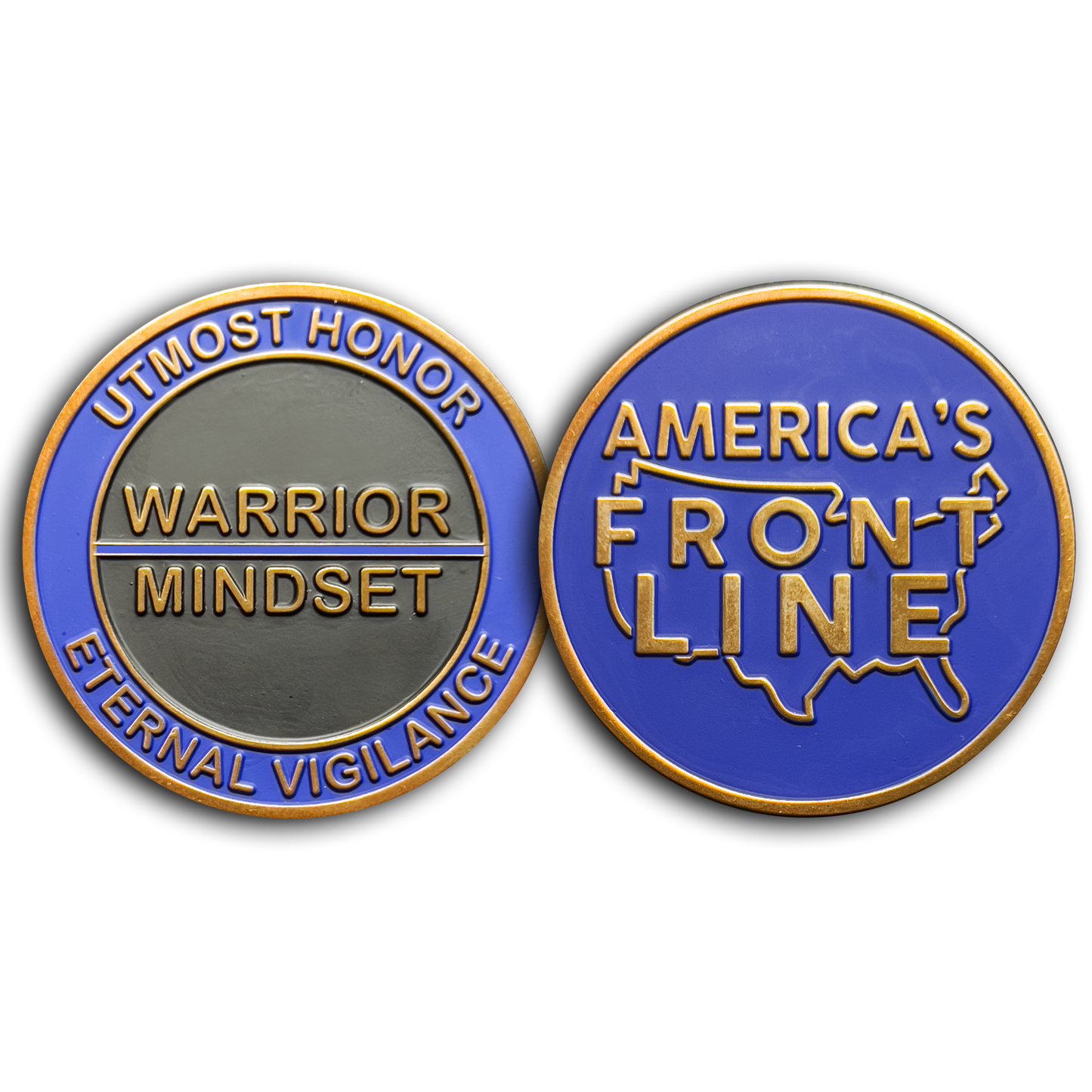 GL8-004 Warrior Mindset Challenge Coin Thin Blue Line NYPD LAPD ATF FBI CBP