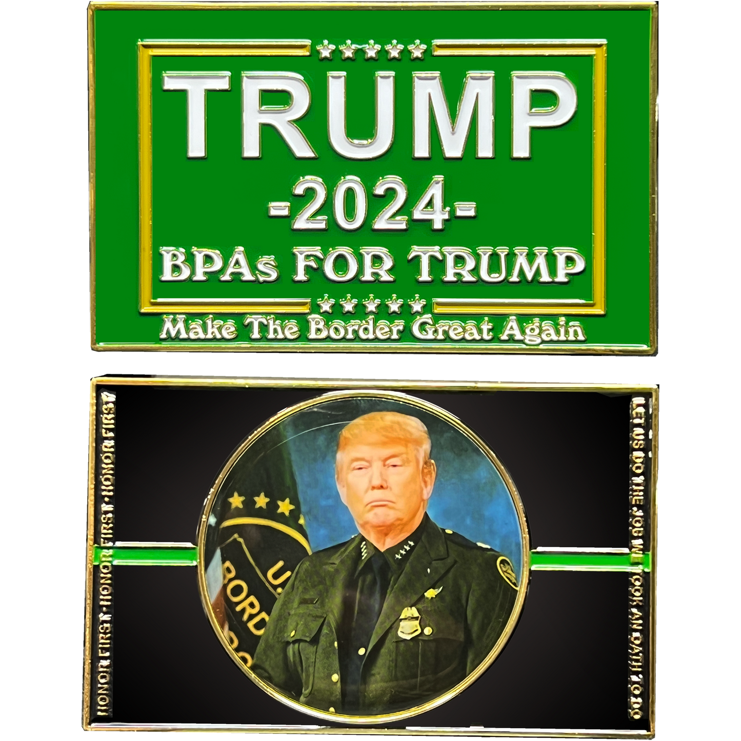 EL13-013 Donald J. Trump 2024 BPAs for Trump MAGA CBP Border Patrol Parody Challenge Coin