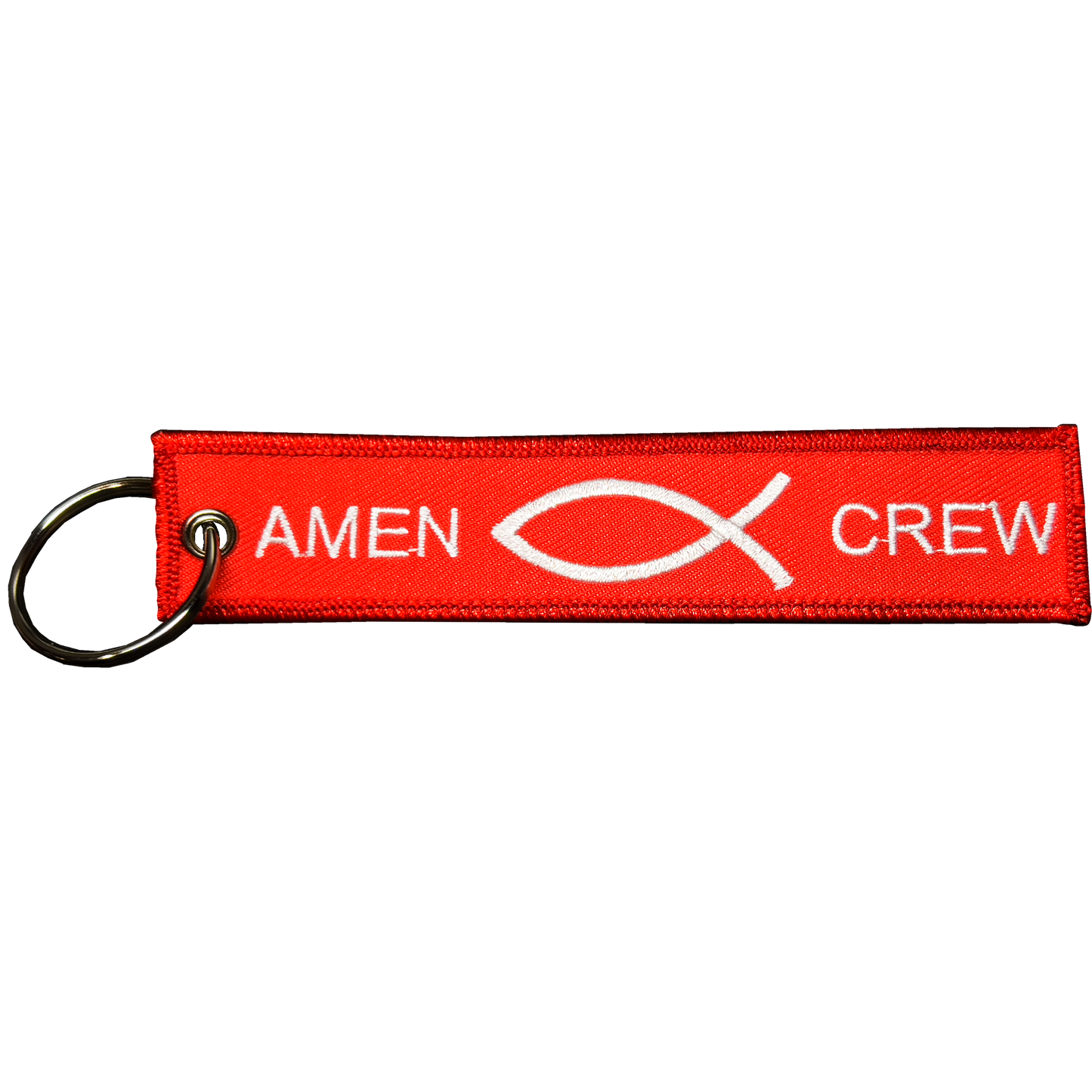 EL11-021 Jesus is my Co-Pilot Amen CREW Keychain or Luggage Tag or zipper pull Fish Spirit