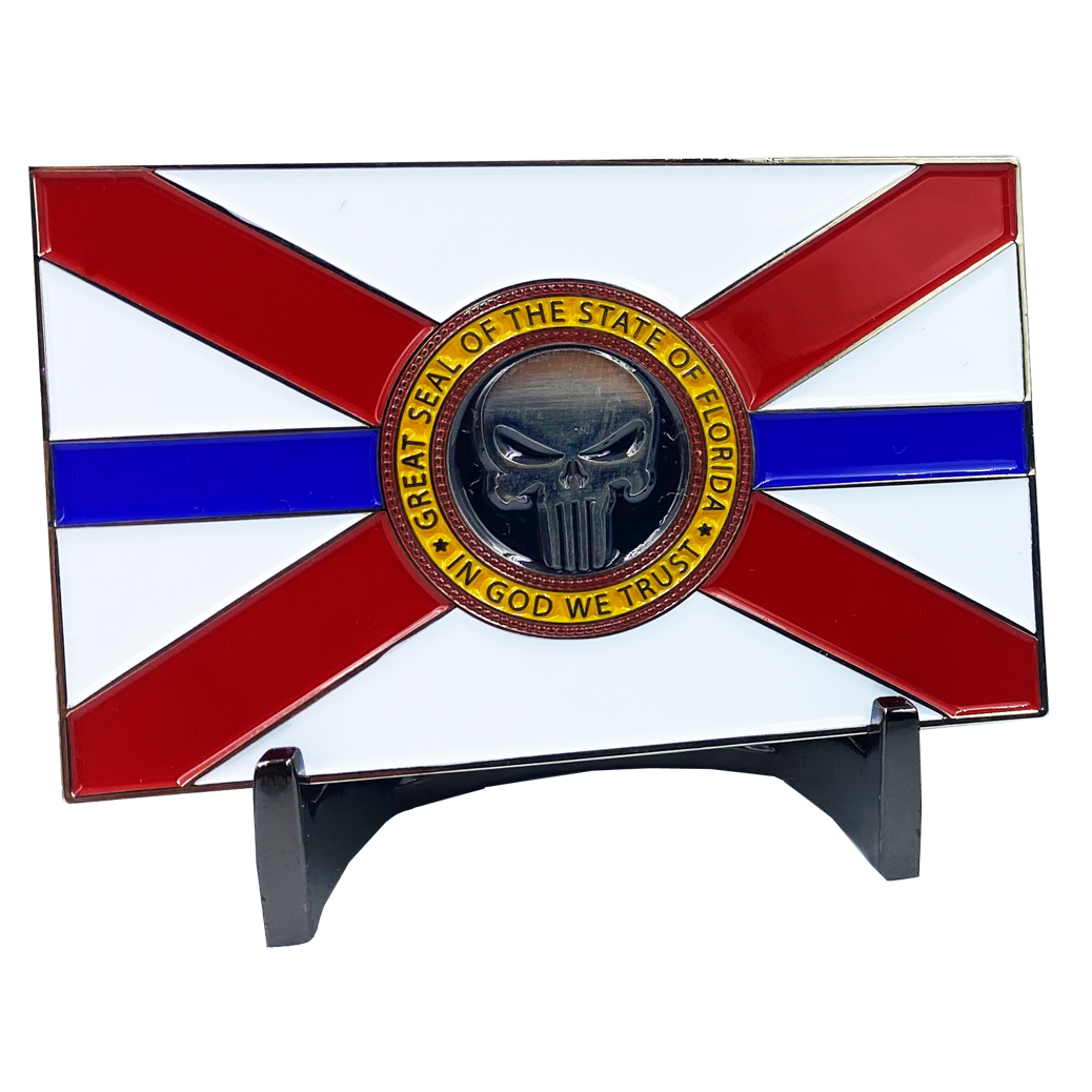 CL2-017 Florida Police Thin Blue Line American Flag FHP Miami Fort Lauderdale Orlando Tampa FWC CBP FBI