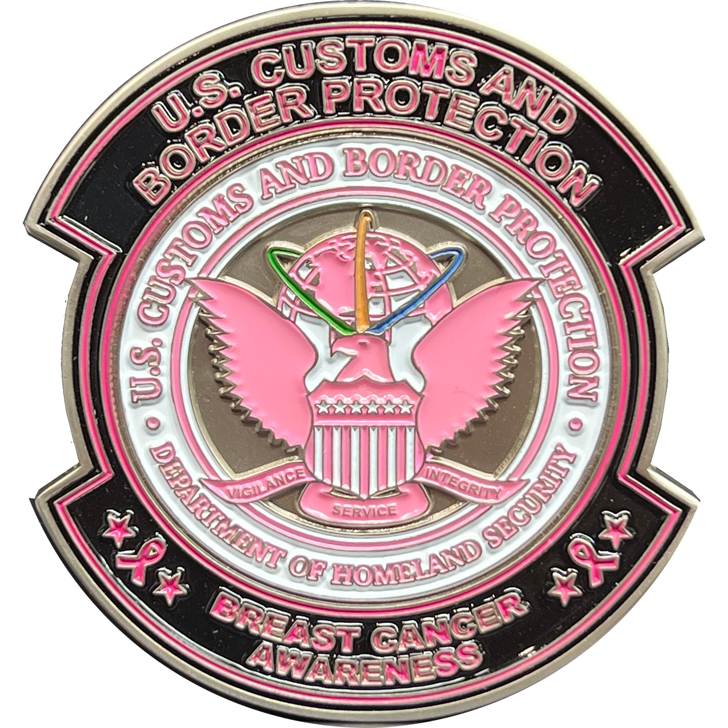 EL11-008 CBP Pink AMO Air and Marine Agent Challenge Coin Breast Cancer Awareness Blackhawk