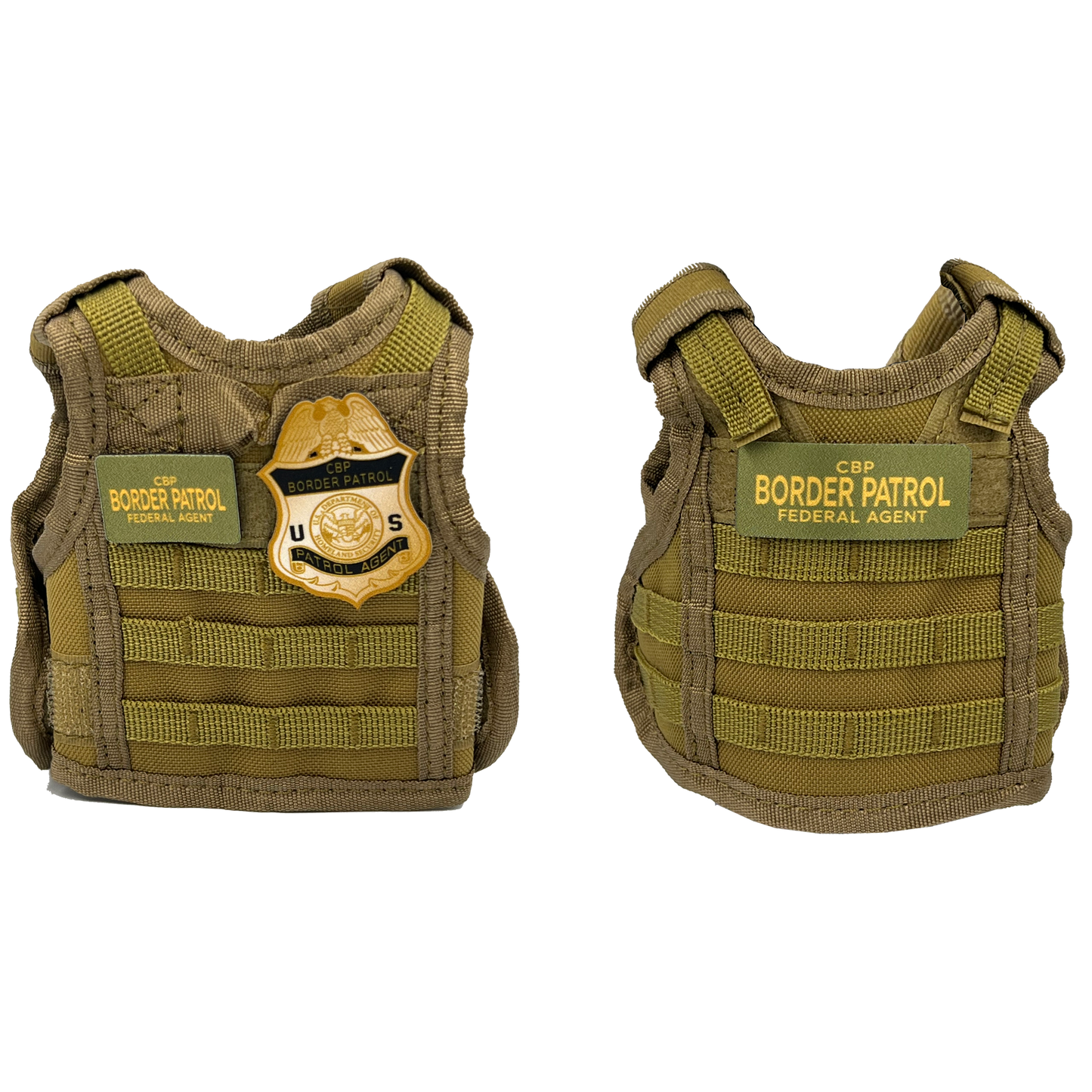 BRB-002-A Border Patrol Agent Tactical Beverage Bottle or Can Cooler Vest CBP BPA with removable patches perfect gift for Challenge Coin collectors
