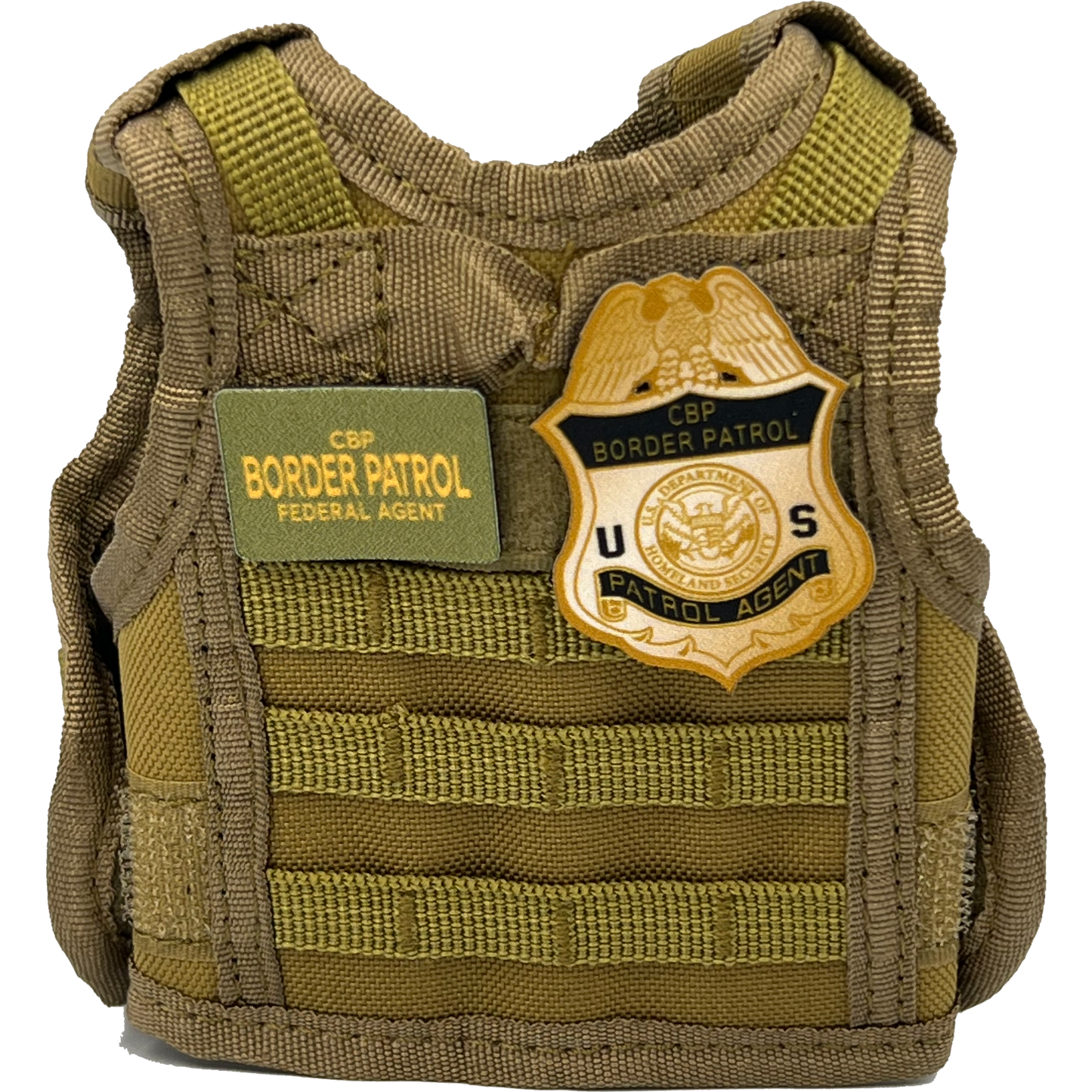 BRB-002-A Border Patrol Agent Tactical Beverage Bottle or Can Cooler Vest CBP BPA with removable patches perfect gift for Challenge Coin collectors