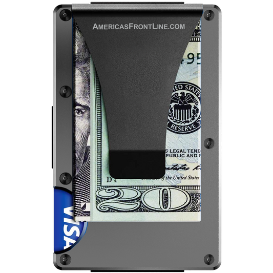 Gray Wallet Money Clip RFID Blocking Front Pocket Wallet Premium Minimalist Wallets for Men Minimalist Slim Credit Card Holder Business Card Holder Mens Aluminum Silver Metal Wallet
