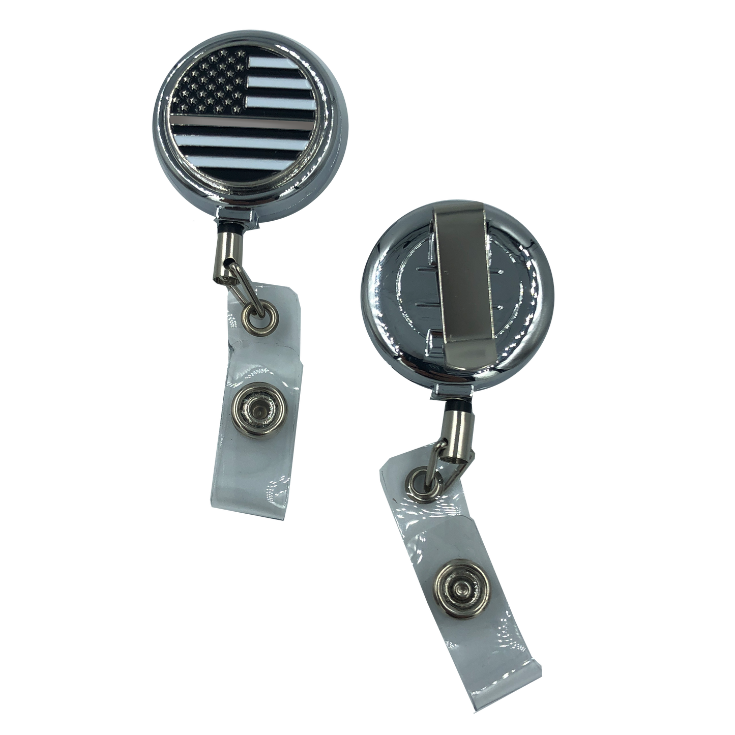 CL8-09 Thin Gray Line Correctional Officer Metal ID Reel retractable ID Card Holder Corrections CO