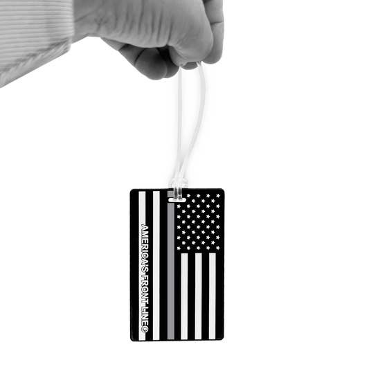 BL4-022 Thin Gray Line Corrections American Flag Luggage ID Tag CO Correctional Officer for suitcase
