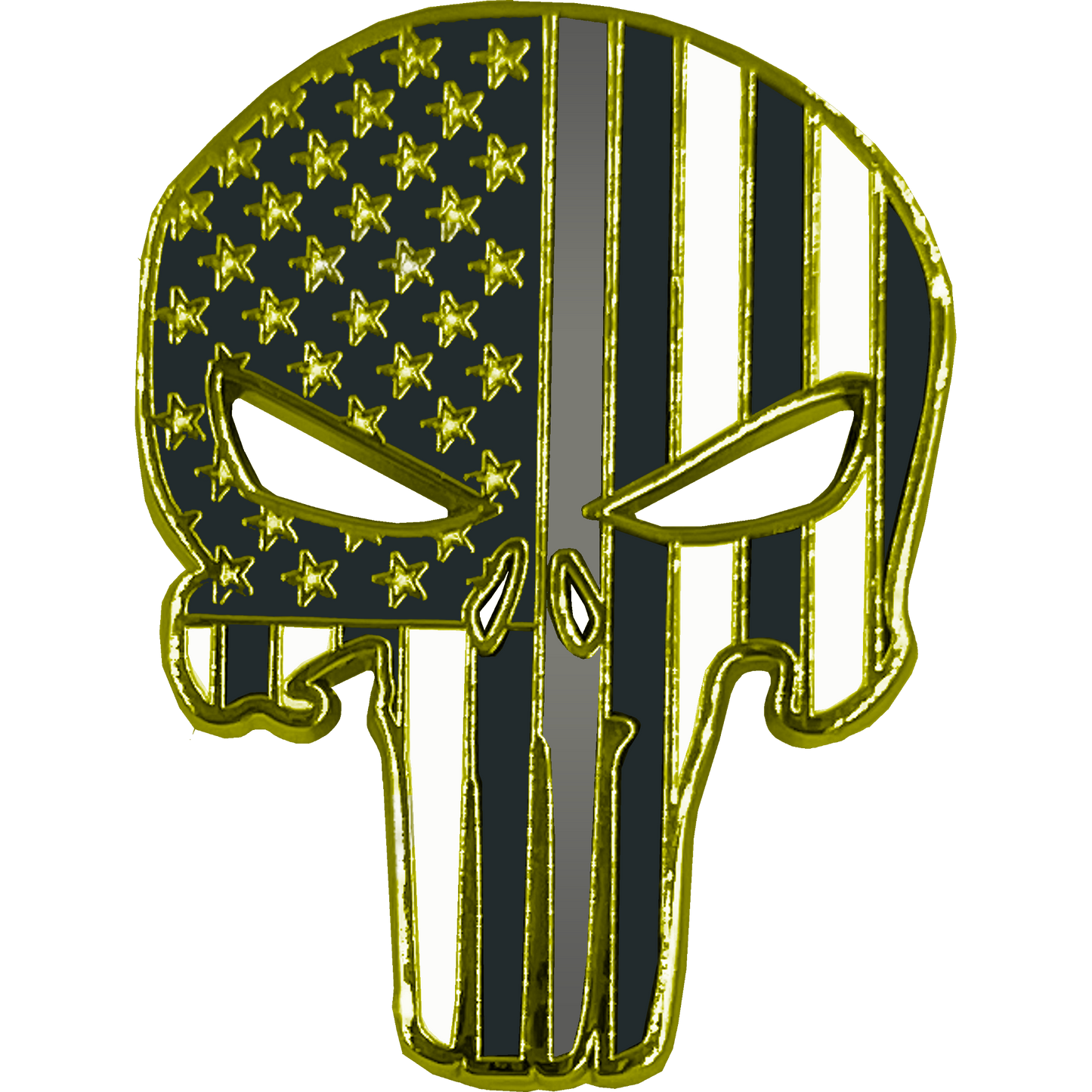 PBX-001-i Thin Gray Line American Flag Pin Correctional Officer with die-cut eyes and dual pin posts and deluxe locking clasps
