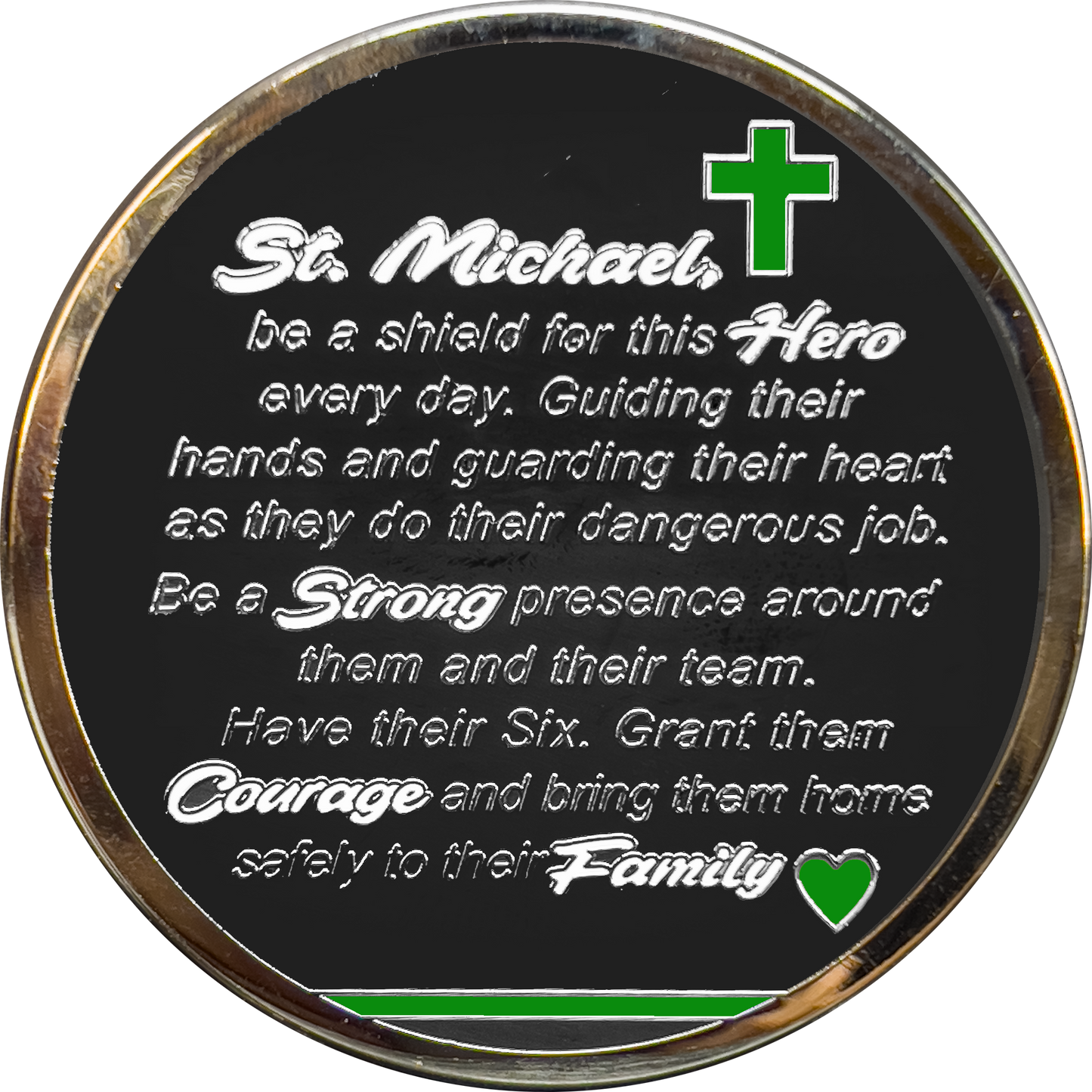 GL7-005 Border Patrol Agent Prayer Saint Michael Protect Us Matthew 14:30 Challenge Coin Thin Green Line