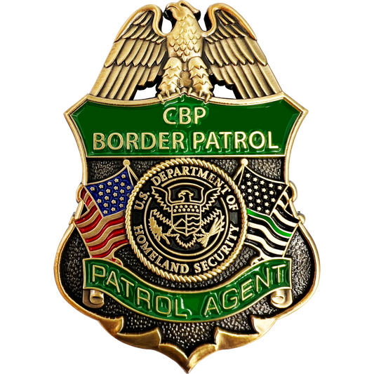 GL5-001 CBP Border Patrol Agent Thin Green Line Flag Challenge Coin BPA Proverbs 28:1 Lion