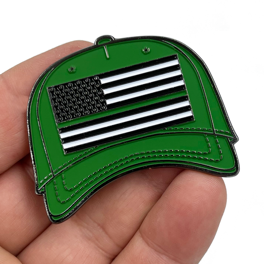 BL6-016 Thin Green Line Hat Pin CBP Border Patrol Army Marines Veteran Deputy Sheriff with 2 deluxe clasps