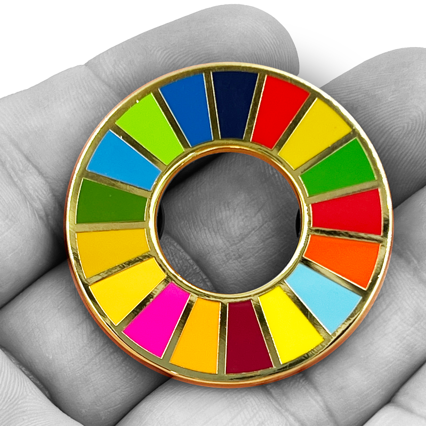 GL3-004 UN 17 Sustainable Development Goals United Nation not NATO Global Goals Lapel Pin Blueprint for Peace