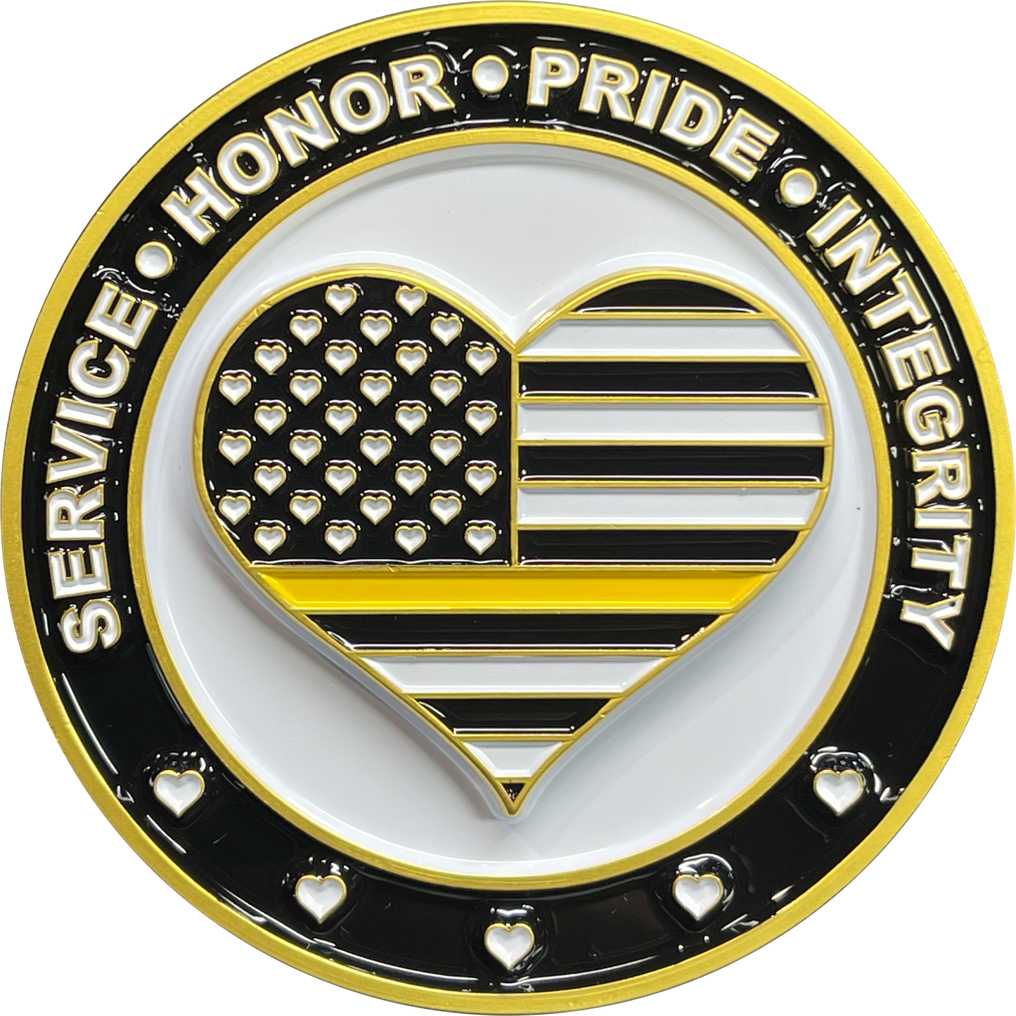 BL3-013 Emergency 911 Police Dispatcher Heart of Gold Challenge Coin Thin Gold Line