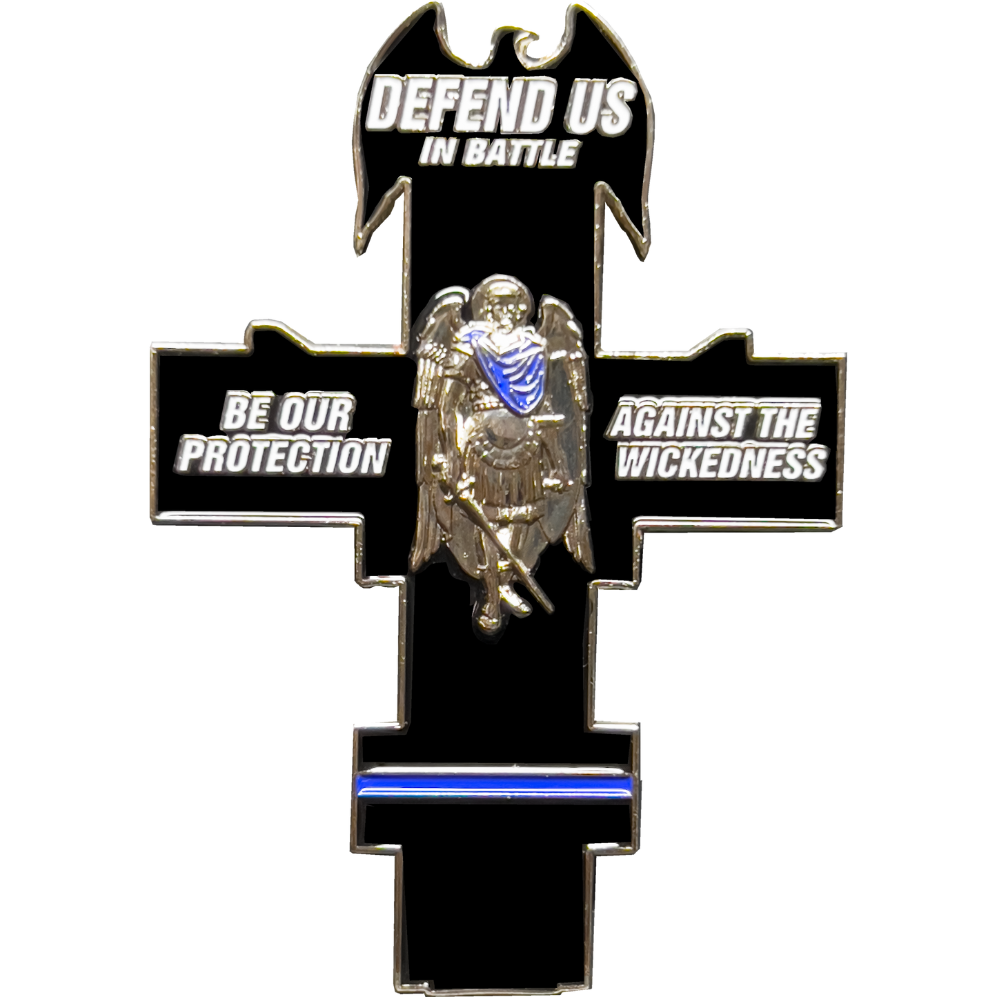 GL10-005 Hialeah Police Department Thin Blue Line St. Michael Cross Challenge Coin medallion