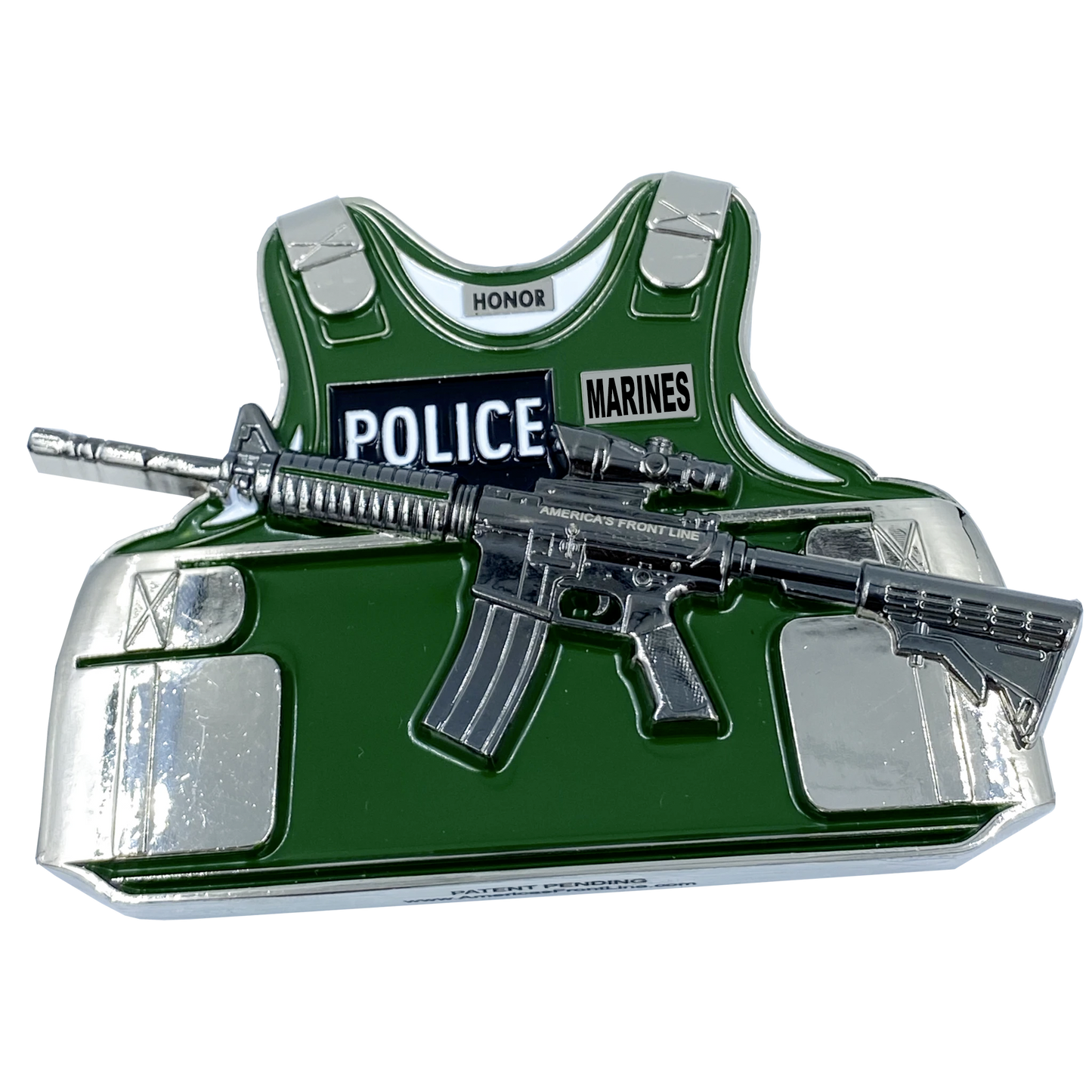 BL14-013 MILITARY POLICE MP MARINES M4 Body Armor 3D self standing Police Challenge Coin MARINE CORPS Thin Green Line