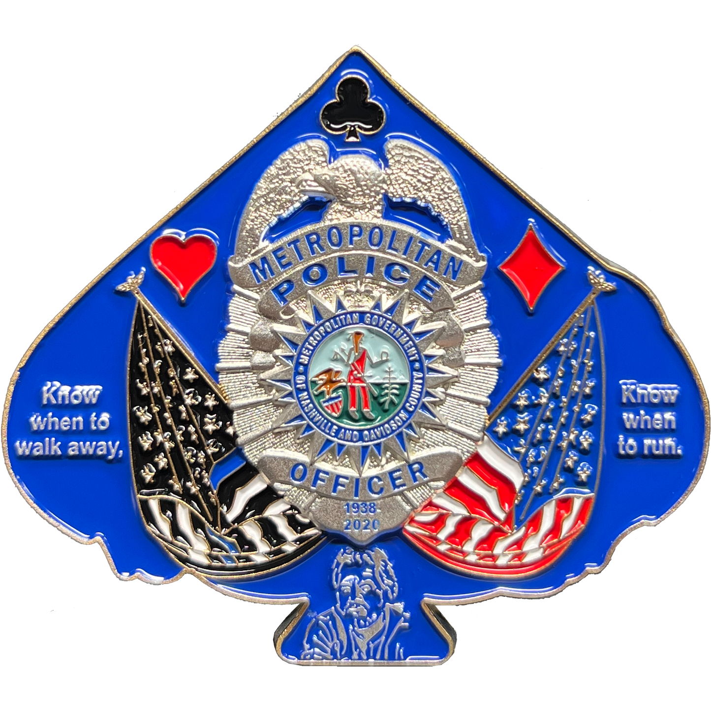 GL14-004 Metro Nashville Police Challenge Coin The Gambler Thin Blue Line