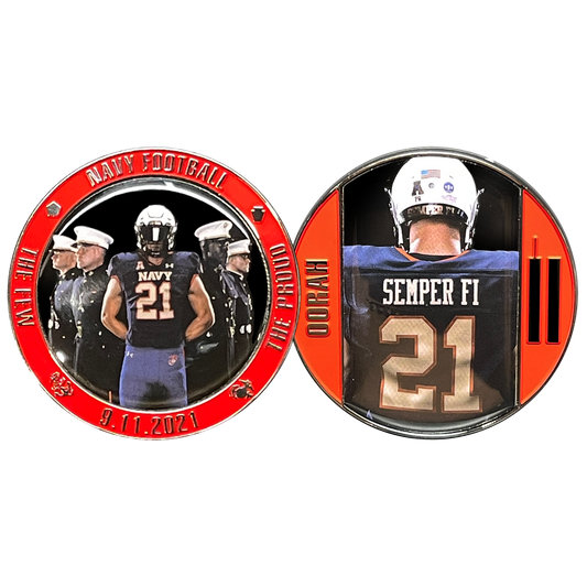 BL17-010 Navy Athletics Football September 11th Semper Fi Marines Uniform Challenge Coin