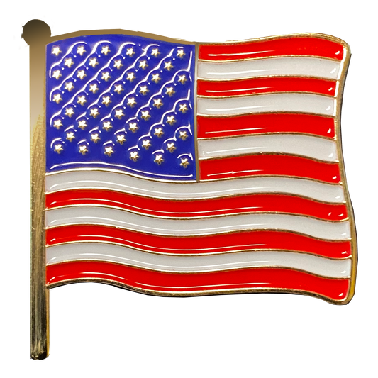 CL6-14 American Waving Flag Lapel Pin 1.25" with 2 pin posts and deluxe clasps, U.S. Stars are Stripes, Old Glory US USA Presidential