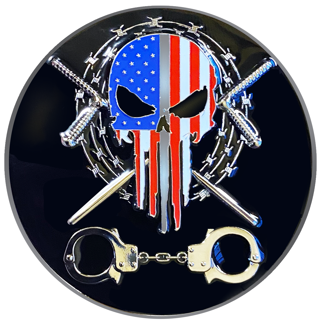 DL1-05 Correctional Officer CO Thin Gray Line Challenge Coin Corrections Tools of The Trade